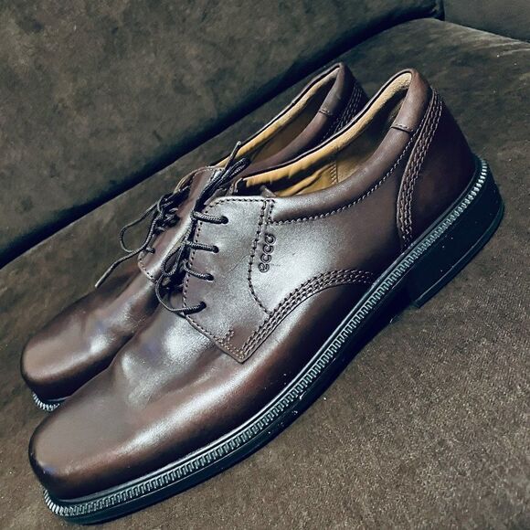 BROWN 45 ECCO Lace Up Leather dress shoes with comfort soles SIZE 11/11.5 US - Picture 3 of 7